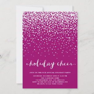 Fallling Snow Purple Holiday Party Invitation