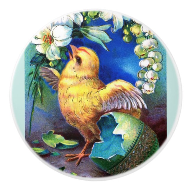 Falln A Happy Easter Chick Ceramic Knob (Front)