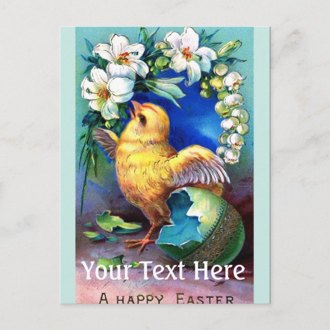 Falln A Happy Easter Chick Holiday Postcard (Front)