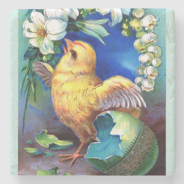 Falln A Happy Easter Chick Stone Coaster (Front)
