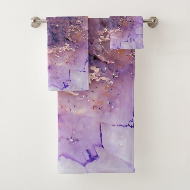 Falln Amethyst Geode Bath Towel Set (Insitu)