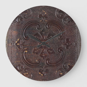 Falln Ancient Leather Book Large Clock