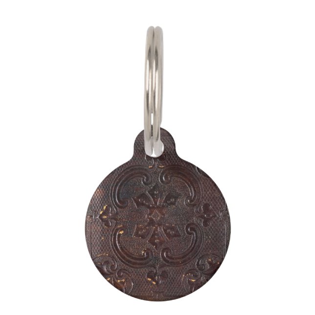 Falln Ancient Leather Book Pet Tag (Front)