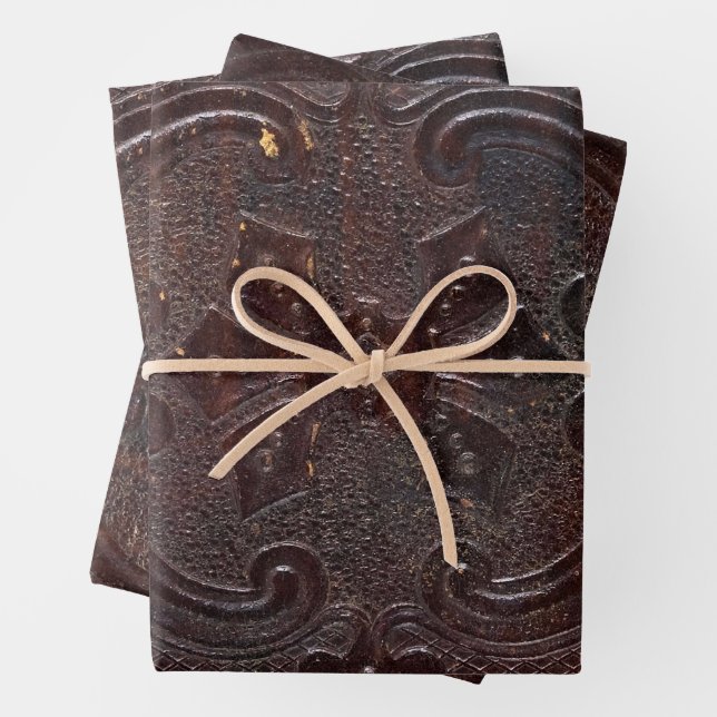 Falln Ancient Leather Book Wrapping Paper Sheet (In situ)