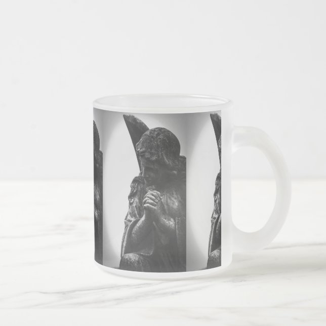 Falln Angel in Prayer Frosted Glass Coffee Mug (Right)
