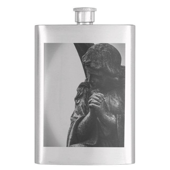 Falln Angel in Prayer Hip Flask (Front)