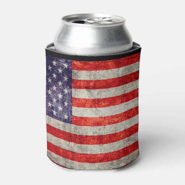 Falln Antique American Flag Can Cooler (Can Front)