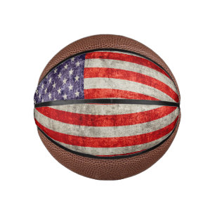 Falln Antique American Flag Mini Basketball