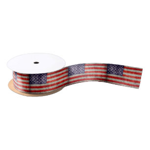 Falln Antique American Flag Satin Ribbon