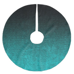 Falln Aqua & Black Glitter Gradient Brushed Polyester Tree Skirt