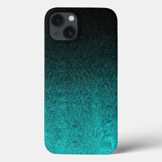 Falln Aqua & Black Glitter Gradient Case-Mate iPhone Case (Back)