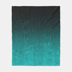 Falln Aqua & Black Glitter Gradient Fleece Blanket