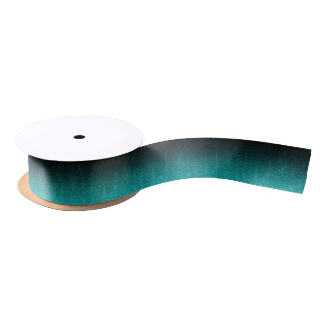 Falln Aqua & Black Glitter Gradient Satin Ribbon (Spool)