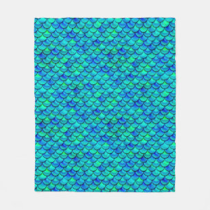 Falln Aqua Blue Scales Fleece Blanket