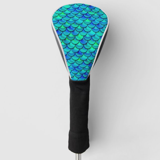 Falln Aqua Blue Scales Golf Head Cover (Front)
