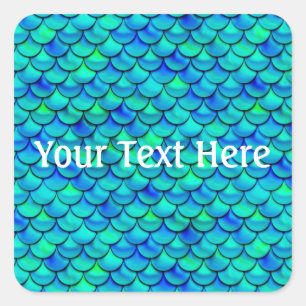 Falln Aqua Blue Scales Square Sticker