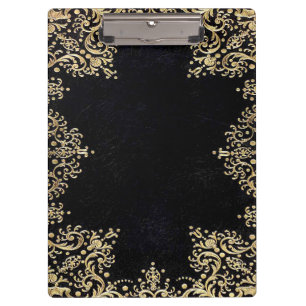 Falln Black And Gold Filigree Clipboard