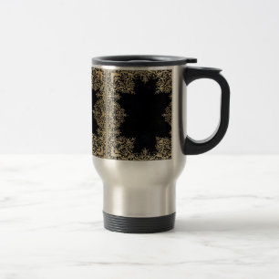 Falln Black And Gold Filigree Travel Mug