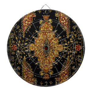 Falln Black and Gold Floral Dartboard