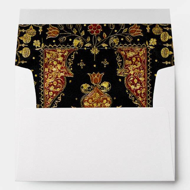Falln Black and Gold Floral Envelope (Back (Bottom))