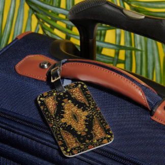 Falln Black and Gold Floral Luggage Tag