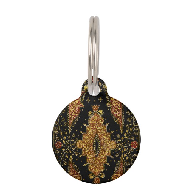 Falln Black and Gold Floral Pet Tag (Front)