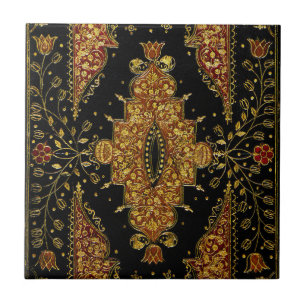 Falln Black and Gold Floral Tile