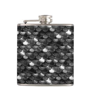 Falln Black and White Scales Hip Flask