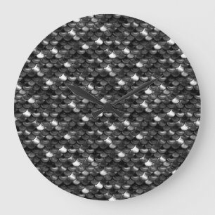 Falln Black and White Scales Large Clock