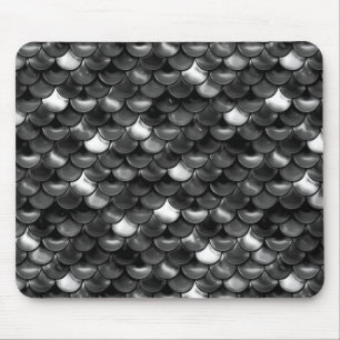Falln Black and White Scales Mouse Mat