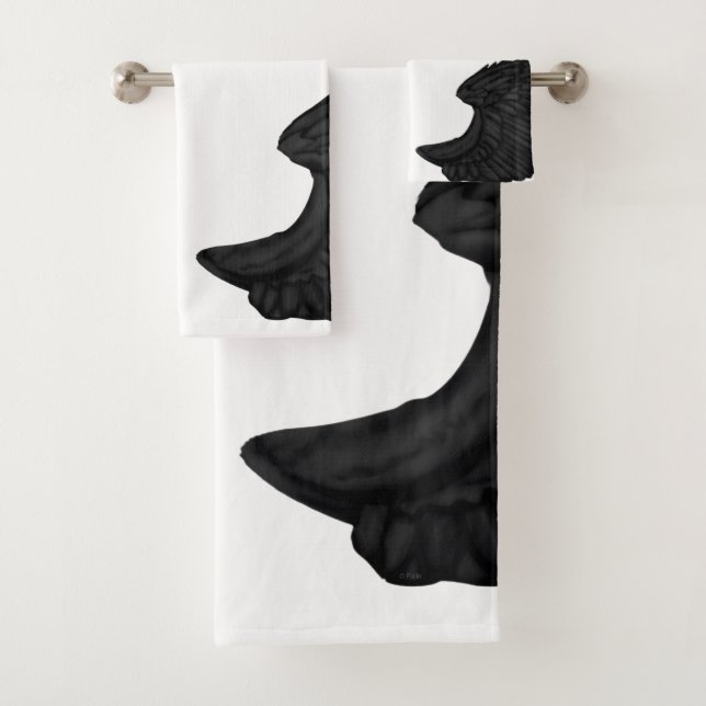 Falln Black Angel Wings Bath Towel Set (Insitu)