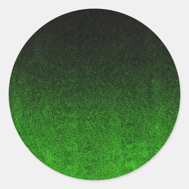 Falln Black & Green Glitter Gradient Classic Round Sticker (Front)