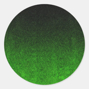 Falln Black & Green Glitter Gradient Classic Round Sticker