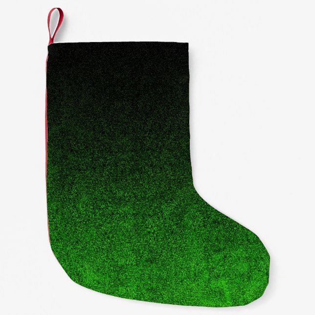 Falln Black & Green Glitter Gradient Small Christmas Stocking (Front)