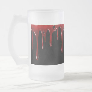 Falln Blood Drips Black Frosted Glass Beer Mug