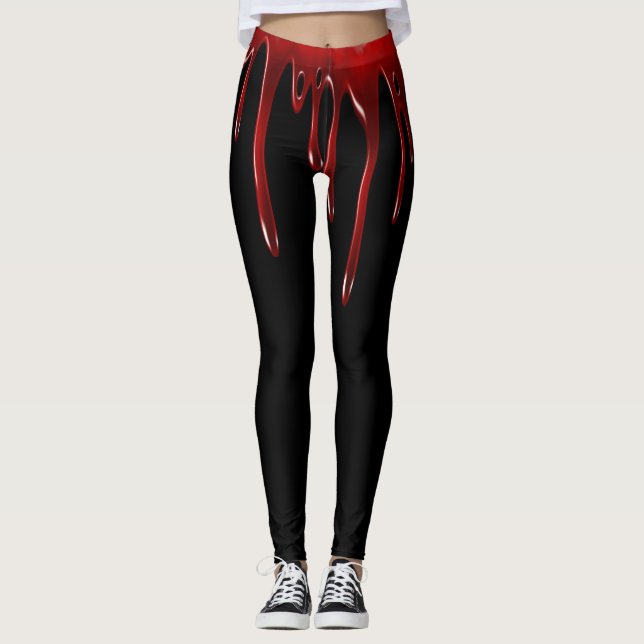 Falln Blood Drips Black Leggings (Front)