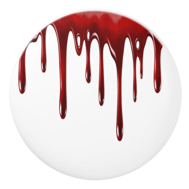 Falln Blood Drips White Ceramic Knob (Front)