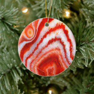 Falln Blood Orange Agate. Ceramic Tree Decoration