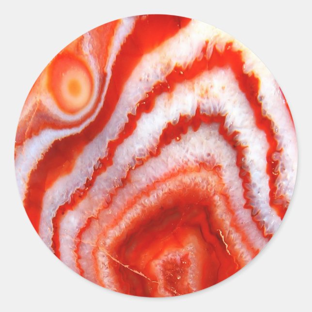 Falln Blood Orange Agate. Classic Round Sticker (Front)