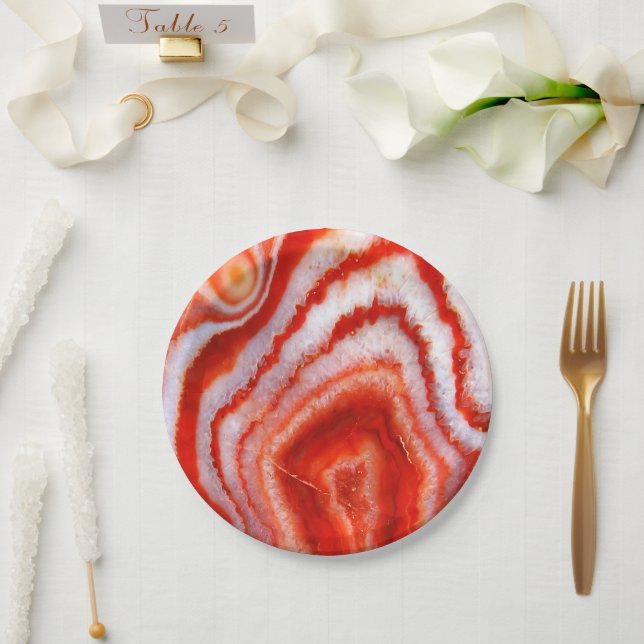 Falln Blood Orange Agate. Paper Plate (Wedding)