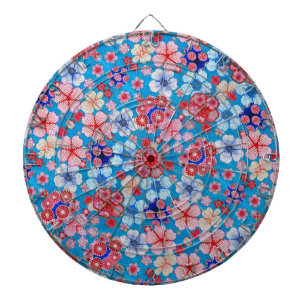 Falln Blue Cascading Floral Chirimen Dartboard