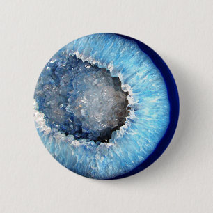 Falln Blue Crystal Geode 6 Cm Round Badge