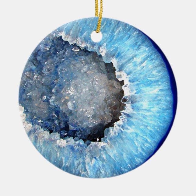 Falln Blue Crystal Geode Ceramic Tree Decoration (Front)