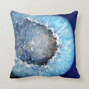 Falln Blue Crystal Geode Cushion