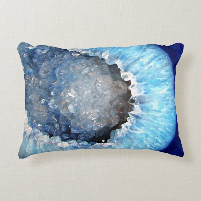 Falln Blue Crystal Geode Decorative Cushion (Front)