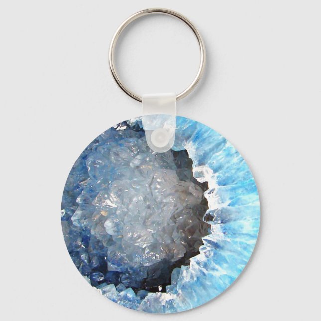 Falln Blue Crystal Geode Key Ring (Front)