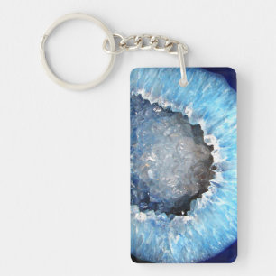 Falln Blue Crystal Geode Key Ring