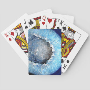 Falln Blue Crystal Geode Playing Cards