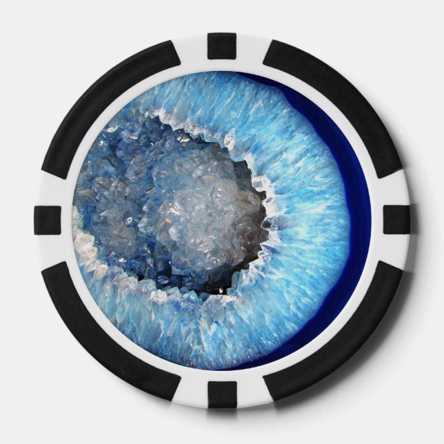 Falln Blue Crystal Geode Poker Chips (Front)