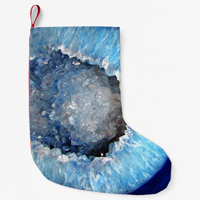 Falln Blue Crystal Geode Small Christmas Stocking (Front)